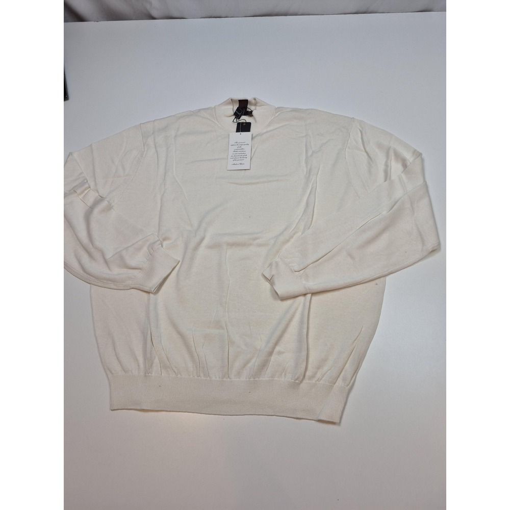 Tulliano Sweater Mens 3XL White Silk Cotton Crewneck Lightweight Knit FLAW